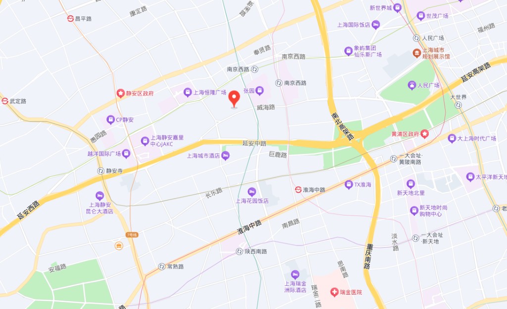 公司位置地图 - 上海市静安区威海路696号1层